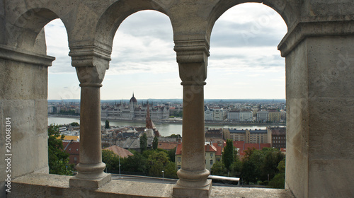 Fisherman s Bastion and cityview  Castle hill in Buda  beautiful architecture  sunny day  Budapest  Hungary