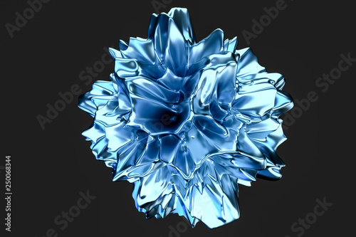 blue metallic wave ball, 3d rendering