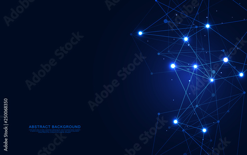 Global network connection. Abstract geometric background with connecting dots and lines. Digital technology and communication concept.