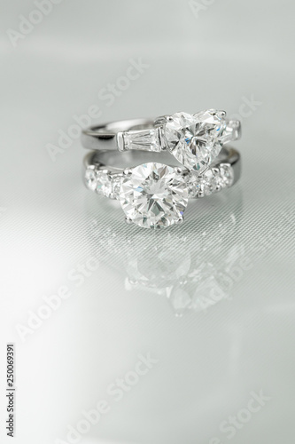 diamond ring and heart shape diamond ring