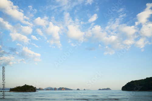 Background of blue sky and clouds at Koh Yao Noi island
