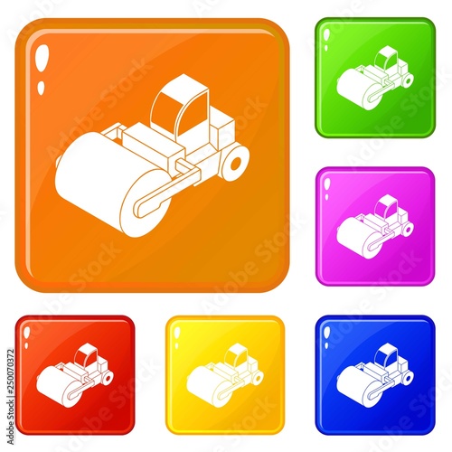 Roller truck icons set collection vector 6 color isolated on white background