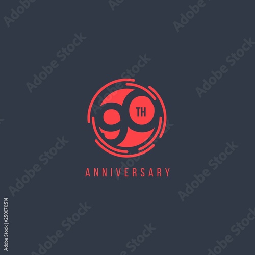90 Year Anniversary Vector Template Design Illustration