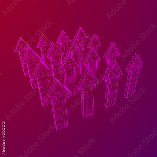 Arrow wireframe low poly mesh vector illustration