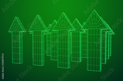 Arrow wireframe low poly mesh vector illustration