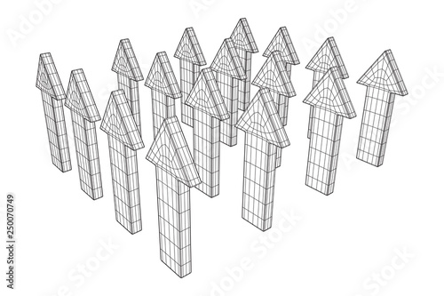 Arrow wireframe low poly mesh vector illustration