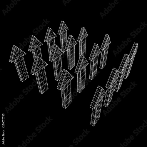 Arrow wireframe low poly mesh vector illustration