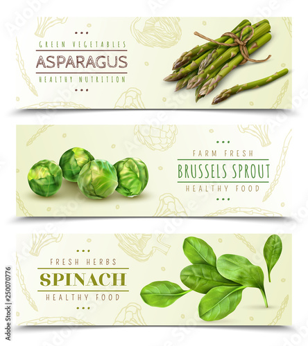 Green Vegetables Realistic Banners 