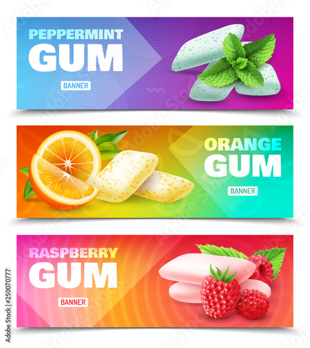 Realistic Chewing Gum Banners