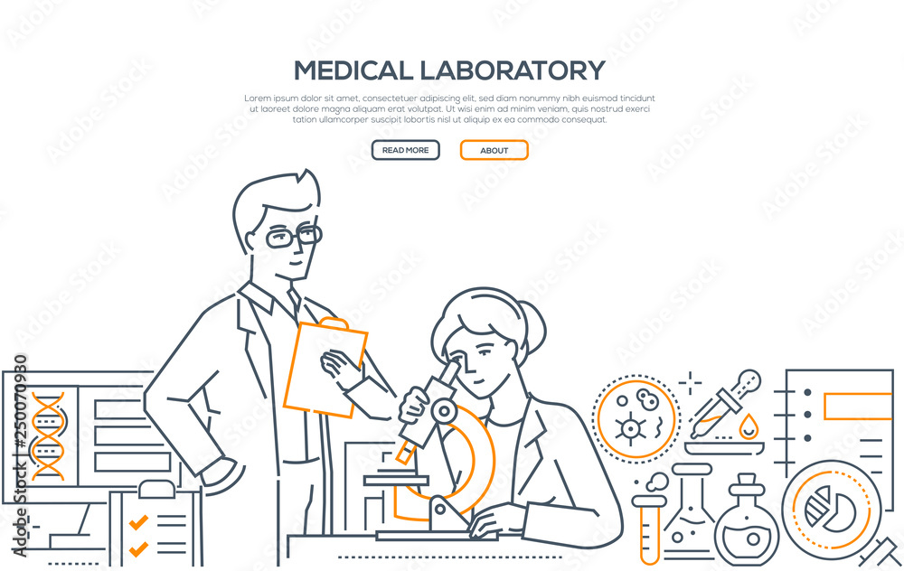 Medical laboratory - modern line design style banner