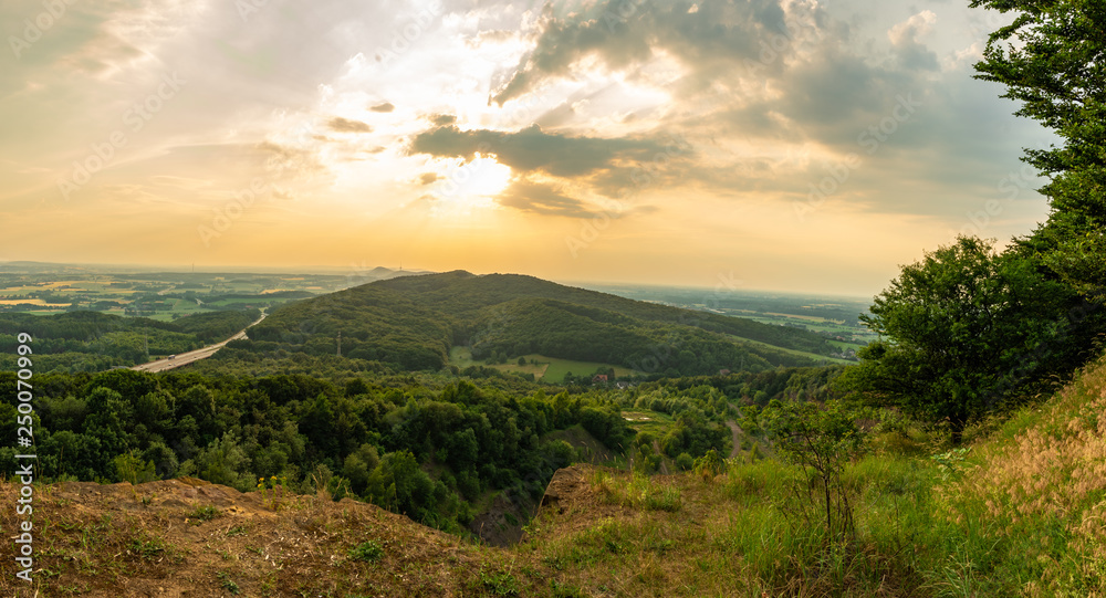 Fototapeta premium Landscape view towards town Porta Westfalica in Germany
