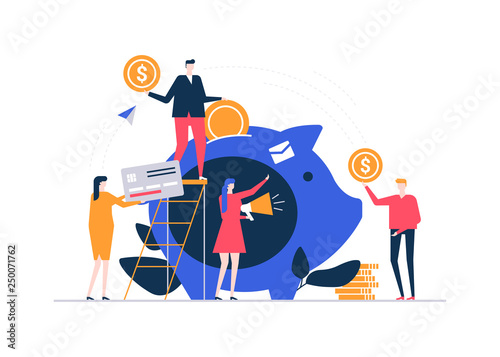 Fundraising concept - colorful flat design style illustration