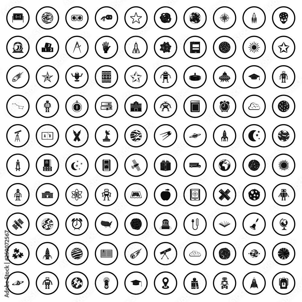 100 astronomy icons set in simple style for any design vector illustration 100 astronomy icons set in simple style for any design vector illustration