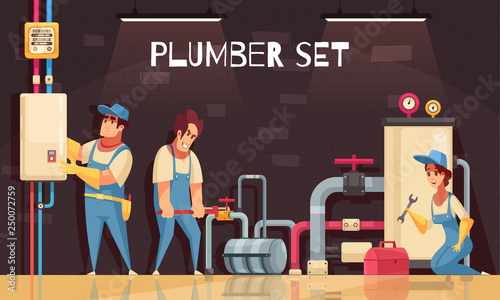 Plumbers At Work Illustration