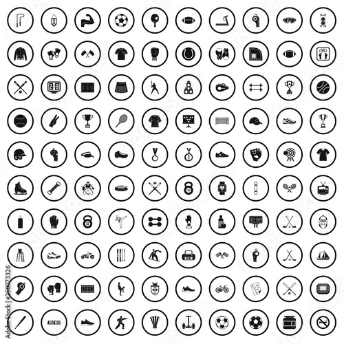 100 athlete icons set in simple style for any design vector illustration