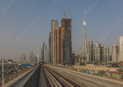 Dubai, United Arab Emirates - the Dubai Metro is the fastest way to get from one side to the other of Dubai, and offers the chance to appreciate the unique skyline of the city