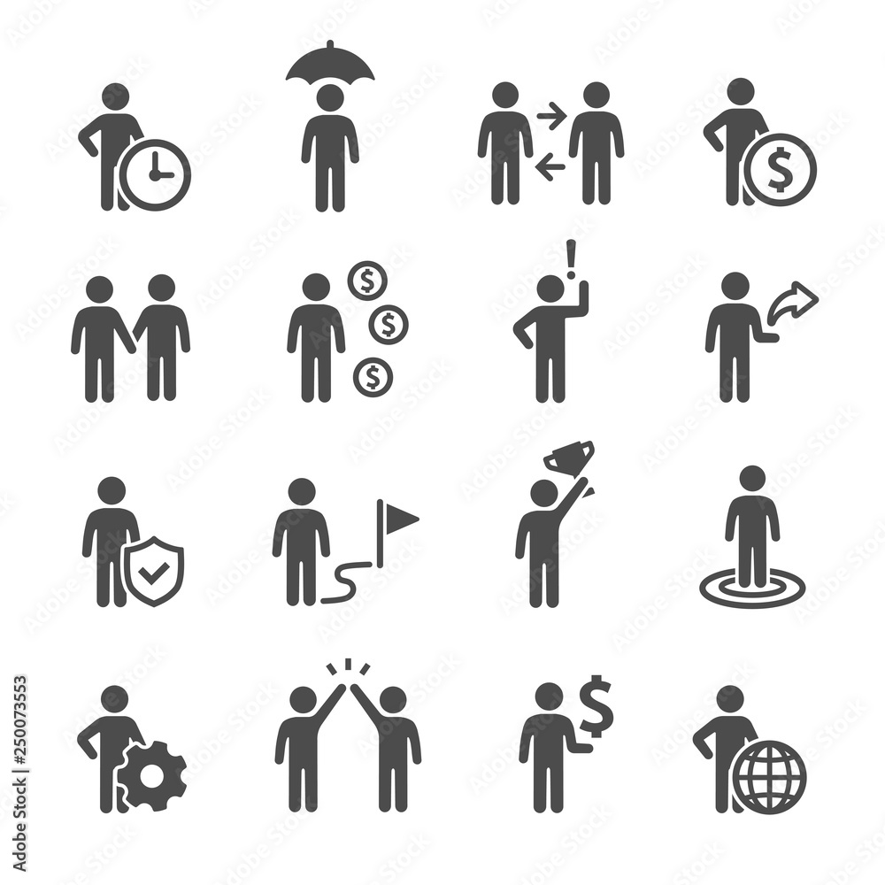 business people working action icon set business people working action icon set