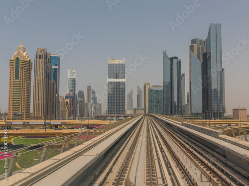 Dubai  United Arab Emirates - the Dubai Metro is the fastest way to get from one side to the other of Dubai  and offers the chance to appreciate the unique skyline of the city