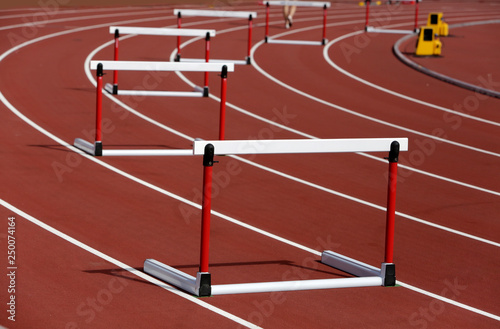 Schilderij op canvas Hurdles on competition background