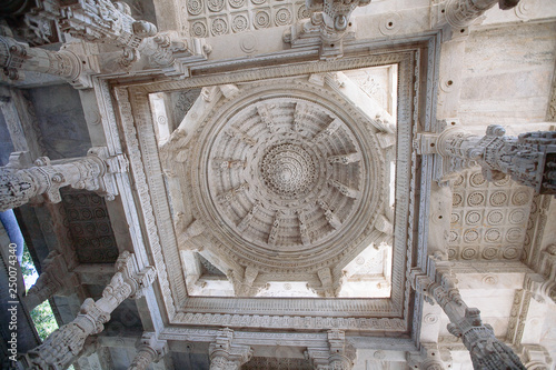 Interior of Ranakpur Temple in Rajasthan, India photo