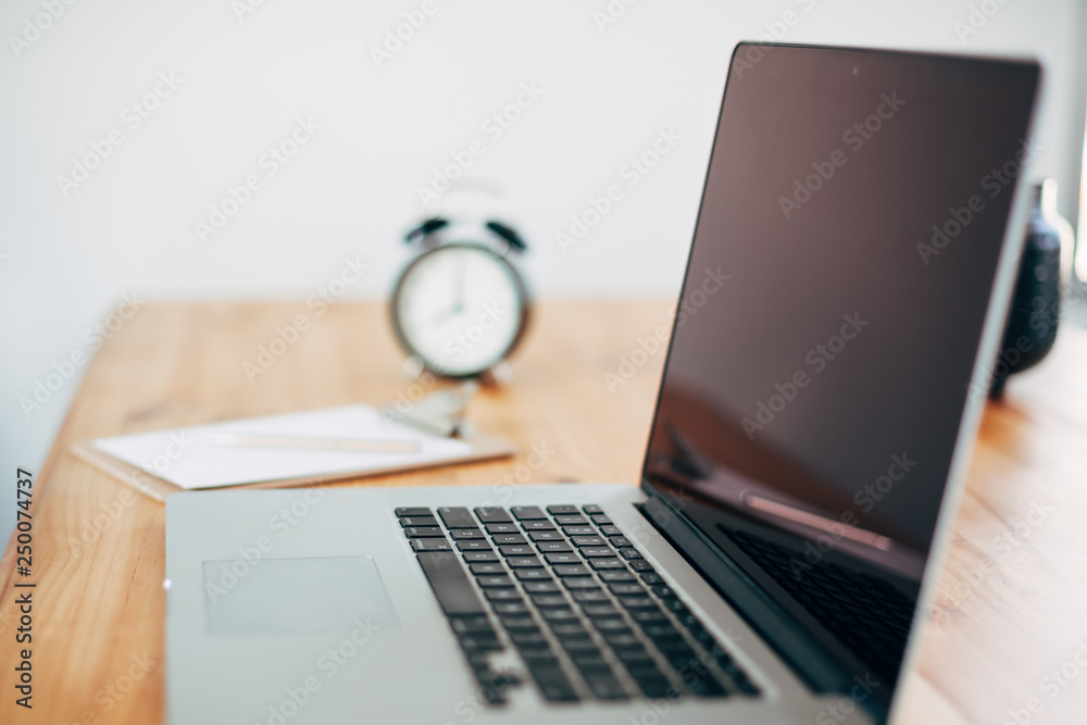 Freelance workplace with laptop Freelance workplace with laptop