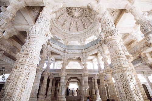 Interior of Ranakpur Temple in Rajasthan, India