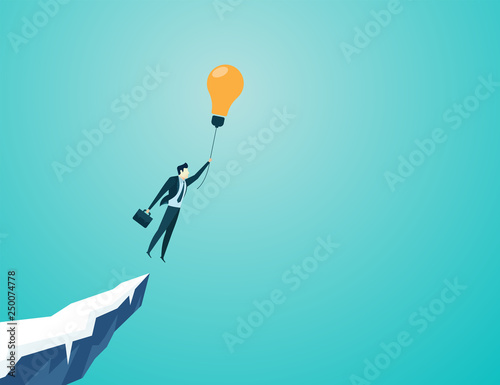 businessman fly with light blub idea