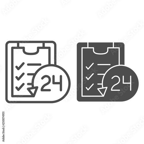 List around the clock line and glyph icon. Twenty four available vector illustration isolated on white. 24 hours paper outline style design, designed for web and app. Eps 10.