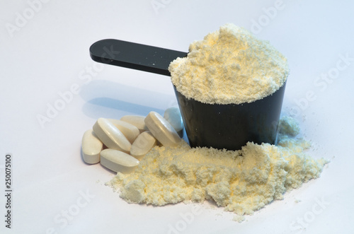 Supplement used in fitness and training. Pills, Amminoacids, Protein, Omega3 and Scoops