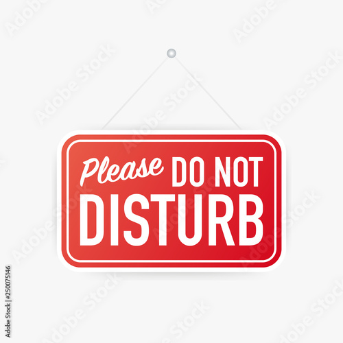 Please do not disturb hanging sign on white background. Sign for door. Vector illustration.