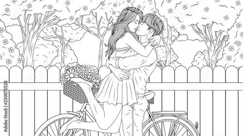 Lovers in the spring garden