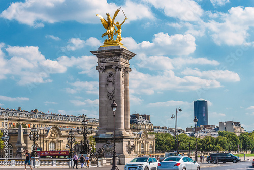 Valokuva 08/22/2018: Paris, France/Alexandre III bridge on sunny summer day