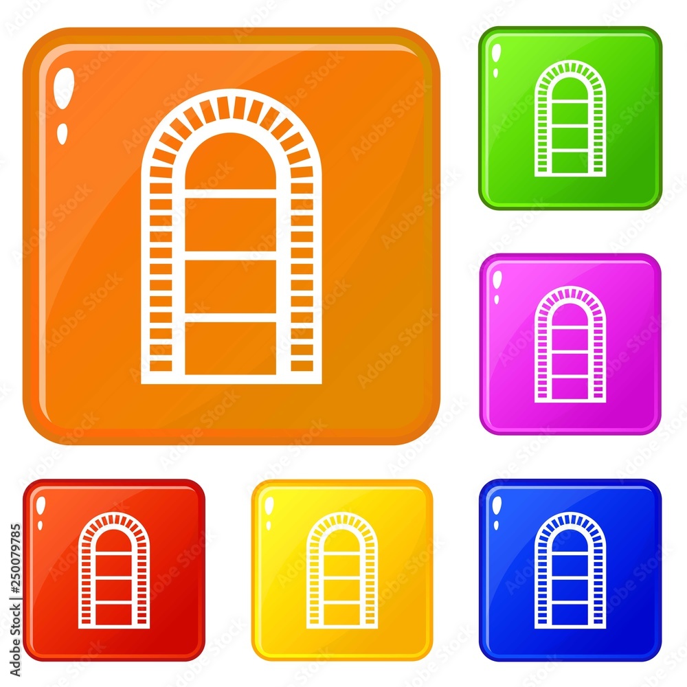 Narrow window frame icons set collection vector 6 color isolated on white background Narrow window frame icons set collection vector 6 color isolated on white background