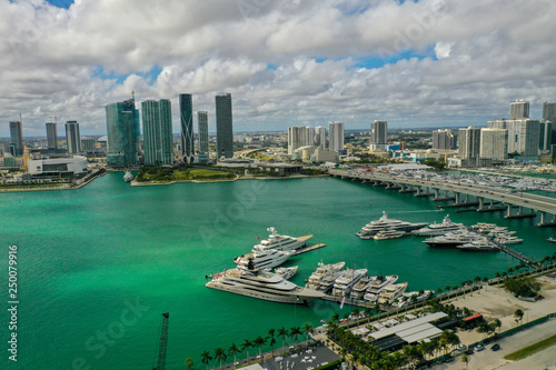 Miami Super Yacht Marina with Downtown and South Beach Skyline in the Background