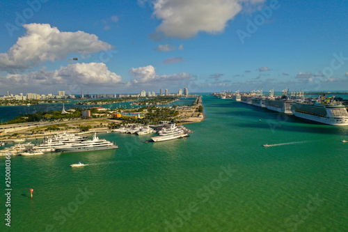 Miami Super Yacht Marina with Downtown and South Beach Skyline in the Background