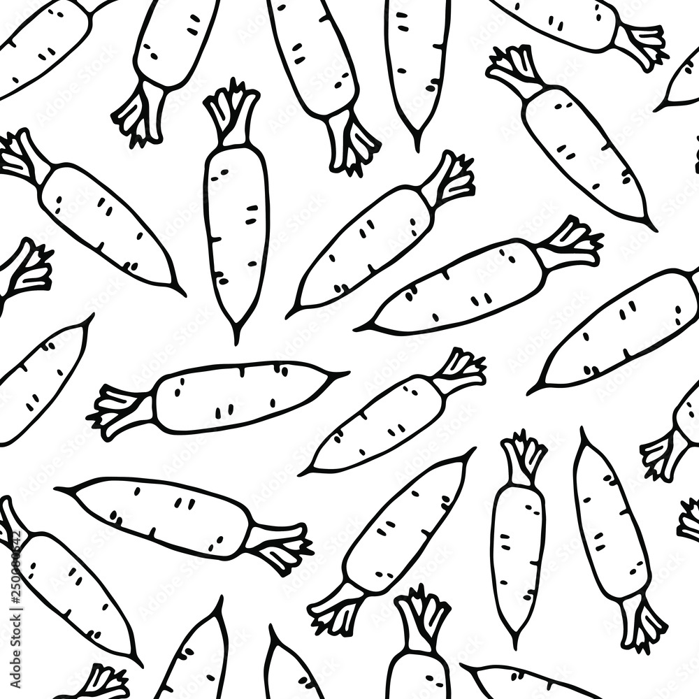 Pattern of vector illustrations on the vegetarianism theme: various types of vegetables. Isolated editable objects for your design.