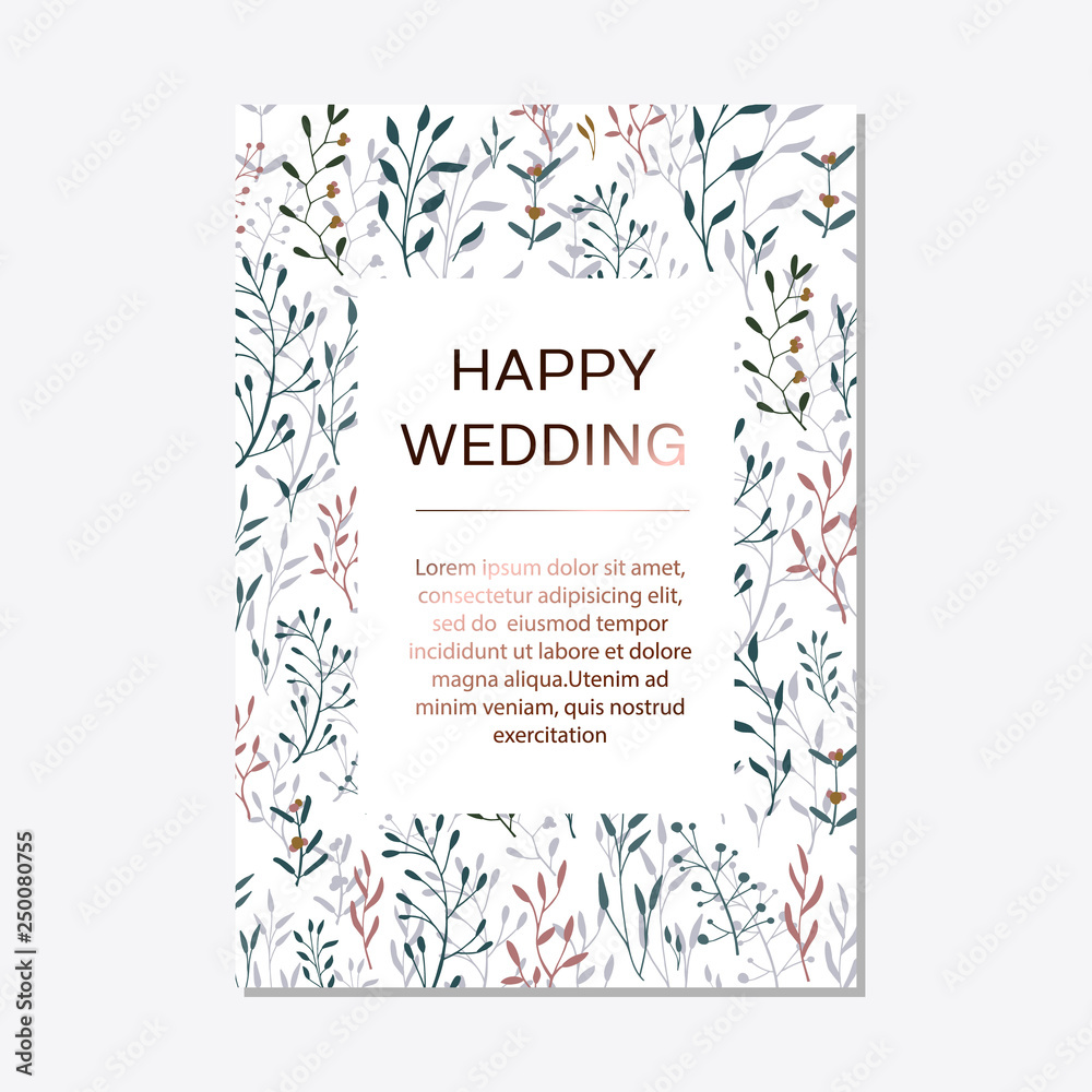 Obraz premium Copper elegant floral invite set modern card