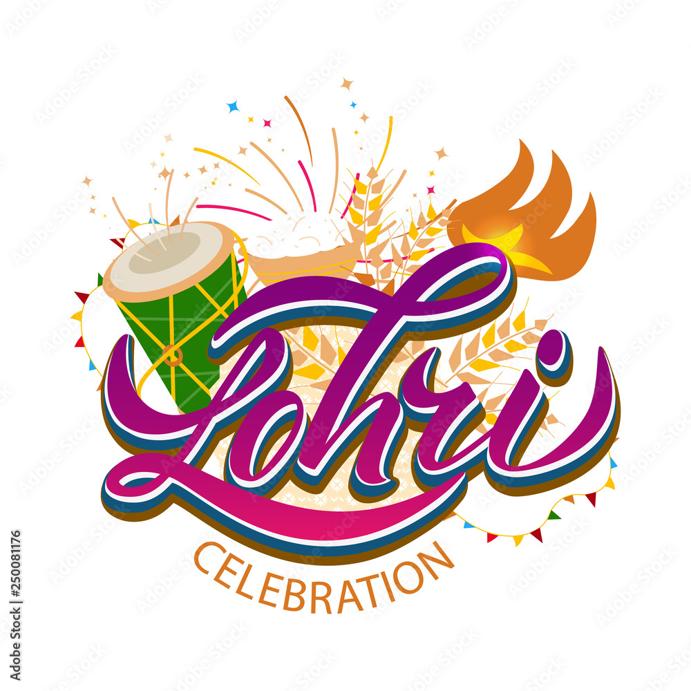 Happy Lohri background for Punjabi festival celebration Stock Vector |  Adobe Stock