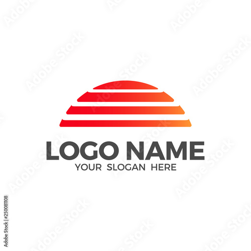 Sunset beach logo design template