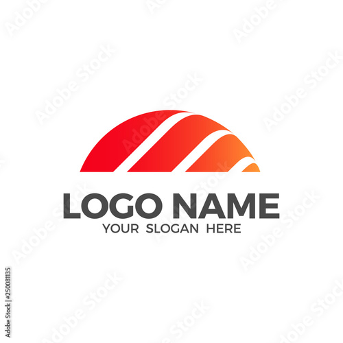 Sunset beach logo vector design template