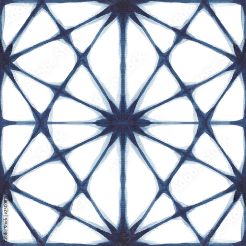 Abstract shibori seamless watercolor pattern in indigo