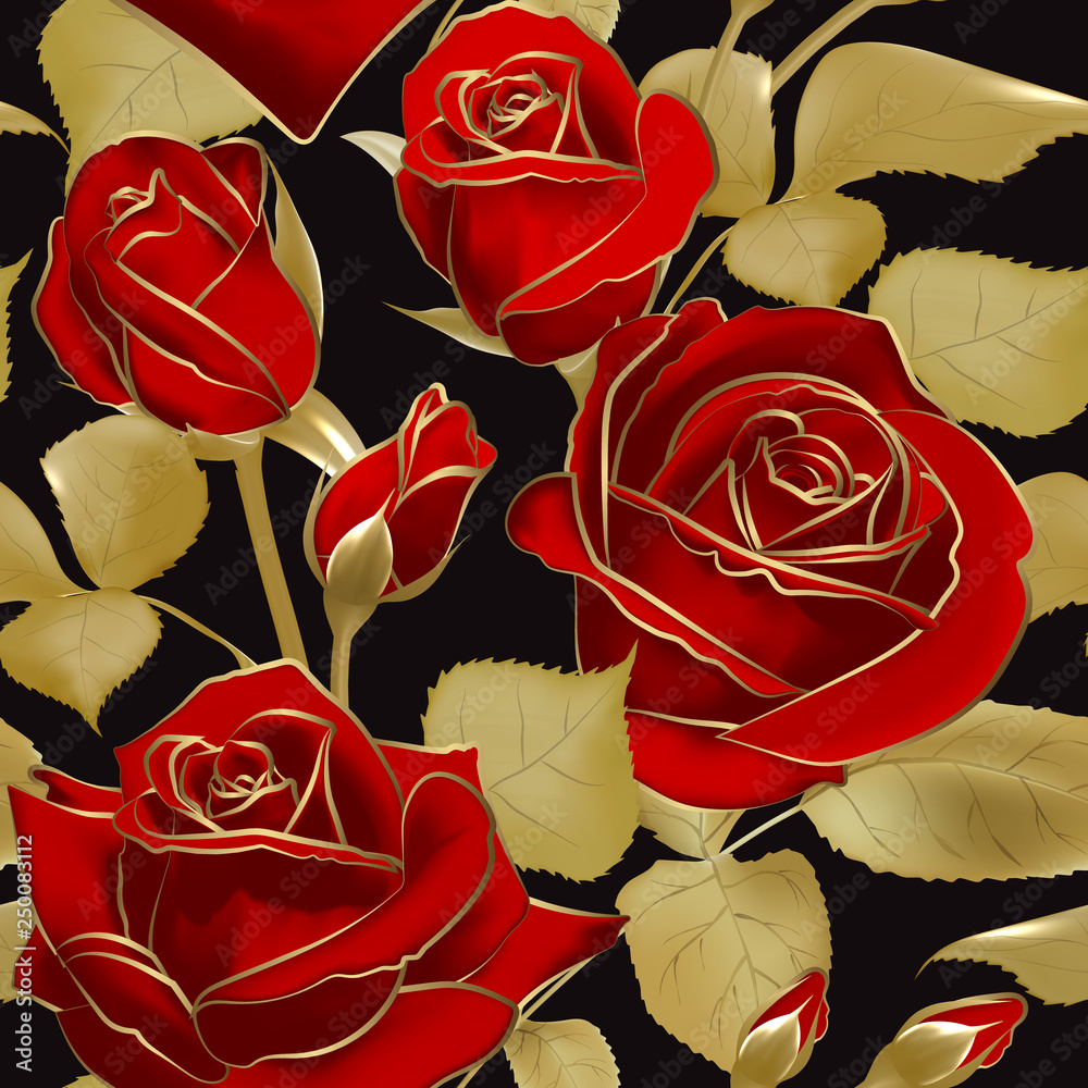 Chiêm ngưỡng vẻ đẹp đầy lãng mạn của hoa hồng đỏ và vàng trên nền đen tuyệt đẹp. Họa tiết hoa hồng đầy sắc màu trên nền đen ấn tượng khiến ai nhìn vào cũng phải dừng chân lại.