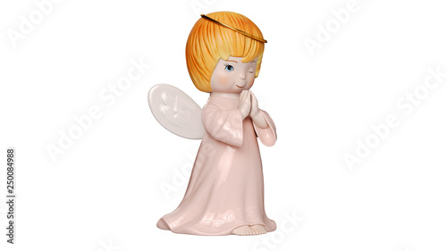 Angel cute sculpture wings young girl. 3D rendering