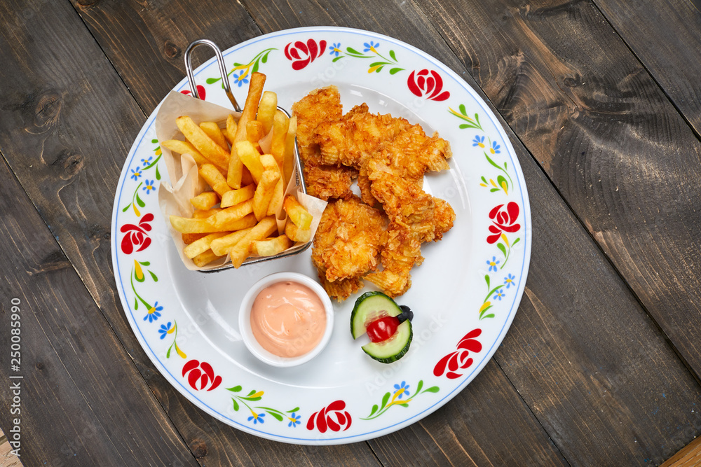 chicken nuggets with french fries chicken nuggets with french fries