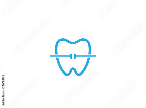 Tooth with dental wire for orthodontic for logo design