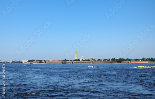 View of the Neva and Peter and Paul fortress in St. Petersburg. Russia.