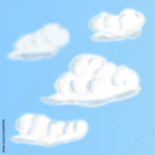 Set of four vector clouds wiht shadow