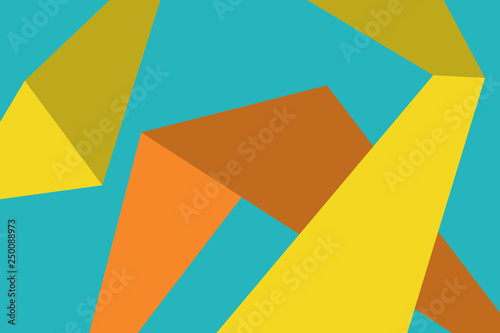 Abstract background pattern made with geometric shapes in ways in space abstraction. Bright colored, modern, playful vector art in yellow, orange and blue colors.