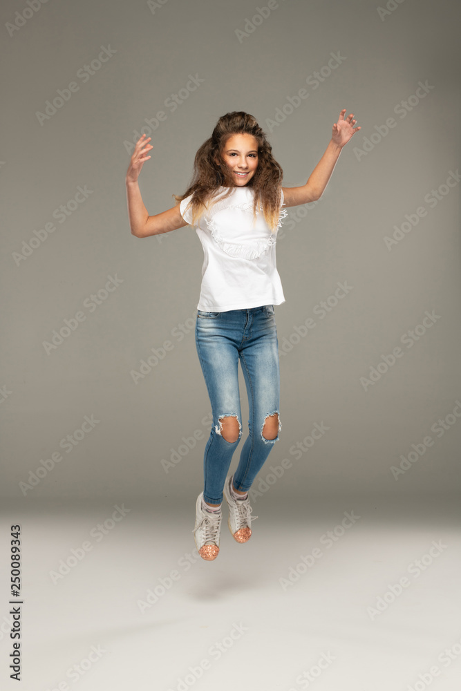 Happy jumping young girl Happy jumping young girl