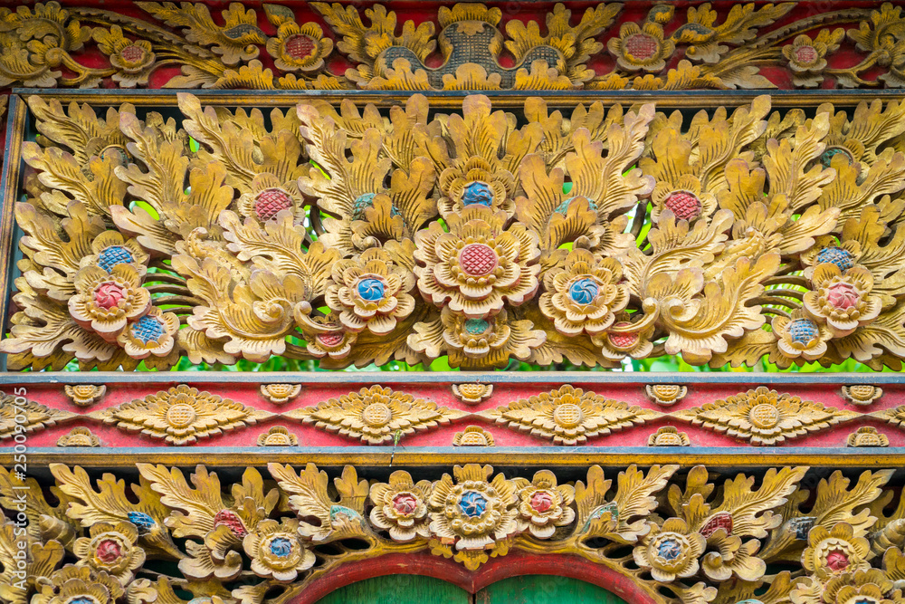 Traditional local balinese wood carving ornaments